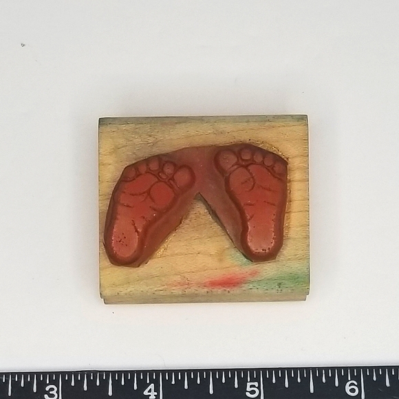 Stampin' Up! Vintage Baby Feet Prints Wooden Rubber Stamp Its a Boy Its a Girl - Picture 3 of 3